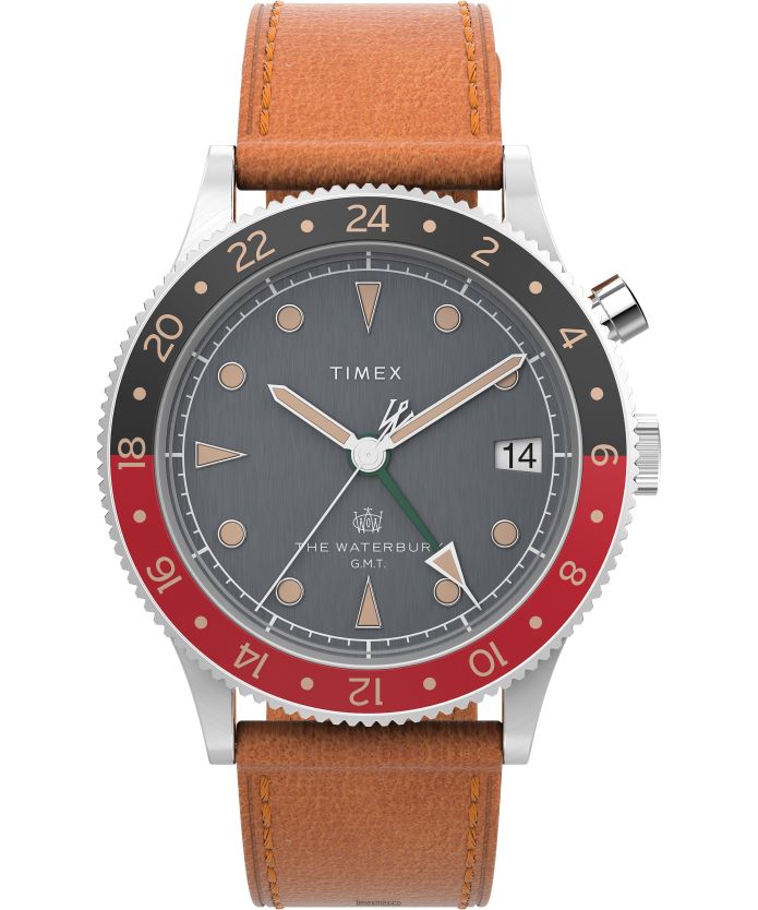 relojes | Timex reloj waterbury tradicional gmt de 39 mm con correa de cuero hombres P08BBP11 tostado/negro