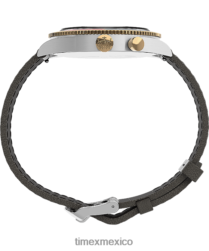 relojes | Timex reloj waterbury tradicional gmt de 39 mm con correa de cuero hombres P08BBP5 acero inoxidable/marrón/azul