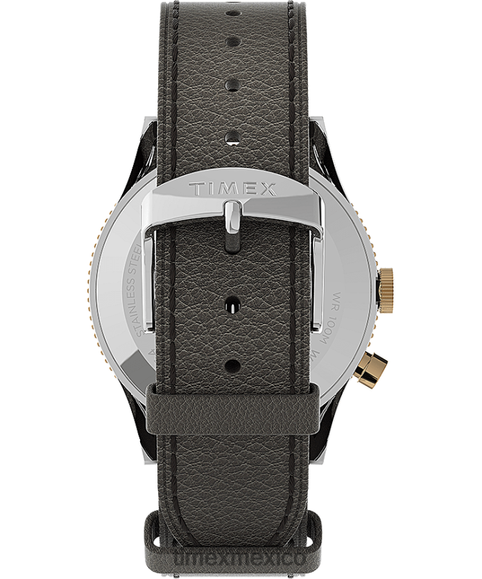 relojes | Timex reloj waterbury tradicional gmt de 39 mm con correa de cuero hombres P08BBP5 acero inoxidable/marrón/azul