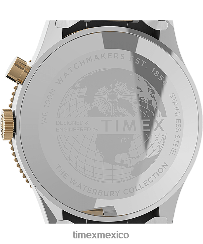 relojes | Timex reloj waterbury tradicional gmt de 39 mm con pulsera de acero inoxidable hombres P08BBP18 acero inoxidable/bicolor/azul