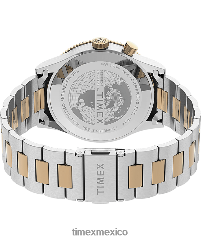 relojes | Timex reloj waterbury tradicional gmt de 39 mm con pulsera de acero inoxidable hombres P08BBP18 acero inoxidable/bicolor/azul