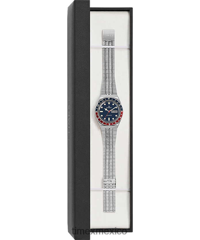 relojes | Q Timex Reedición de reloj con pulsera de acero inoxidable de 38 mm. hombres P08BBP76 acero inoxidable/azul