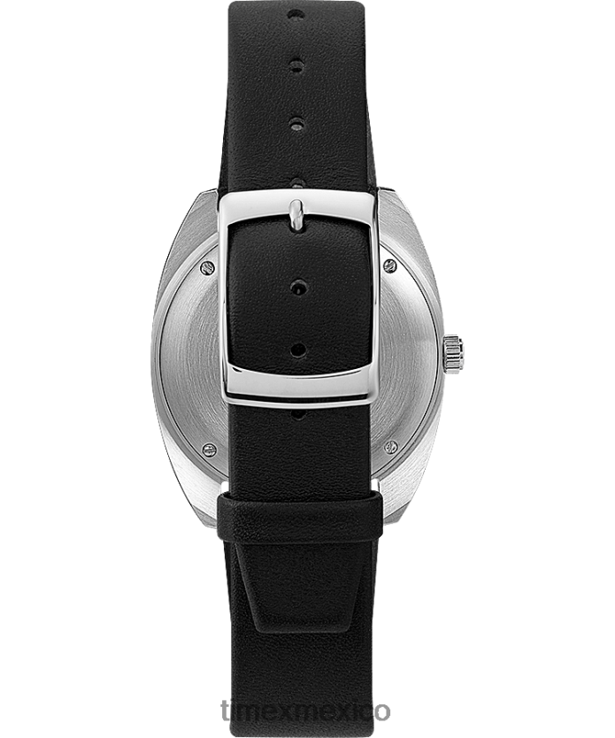 relojes | Q Timex Reloj con correa de cuero de 37 mm y fecha reedición de 1978 hombres P08BBP79 acero inoxidable/negro/tono plateado