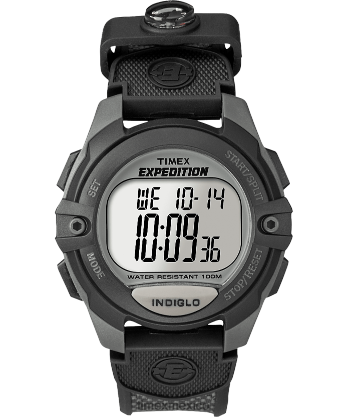 relojes | Timex Reloj Expedition Chrono con alarma y temporizador de 41 mm con correa de resina hombres P08BBP248 gris negro