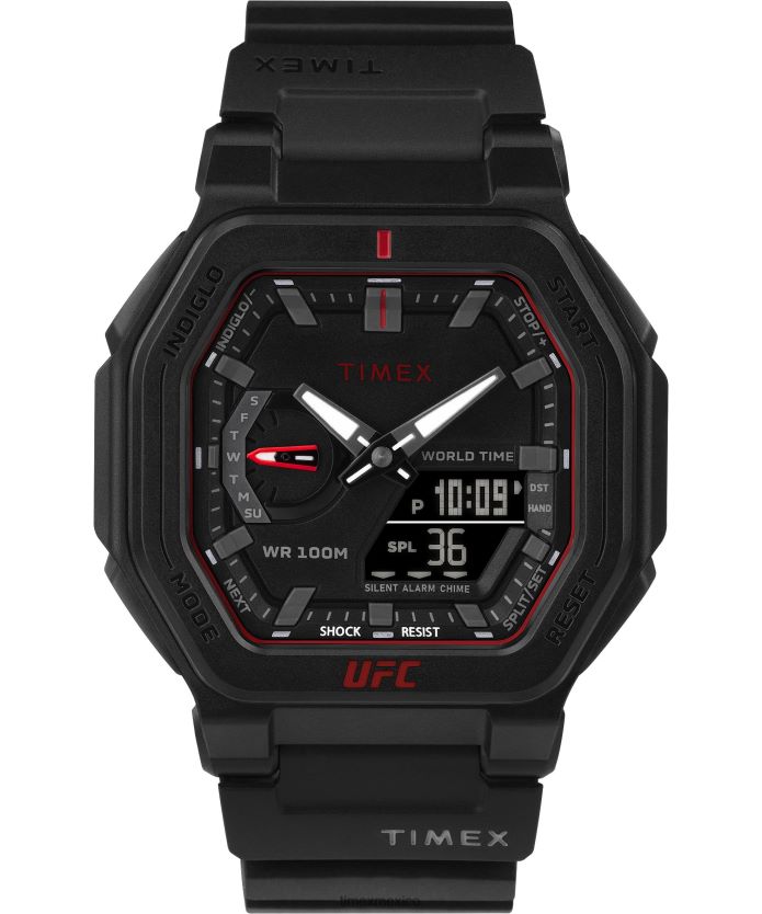 relojes | Timex Reloj UFC Colossus de 45 mm con correa de resina. hombres P08BBP249 negro/rojo