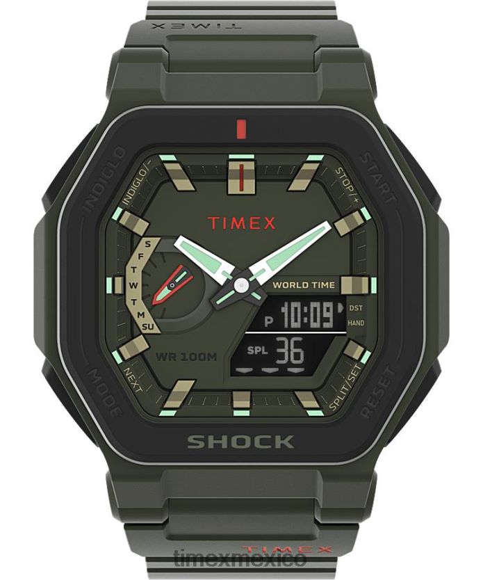 relojes | Timex reloj Command Encounter de 45 mm con correa de resina hombres P08BBP243 verde