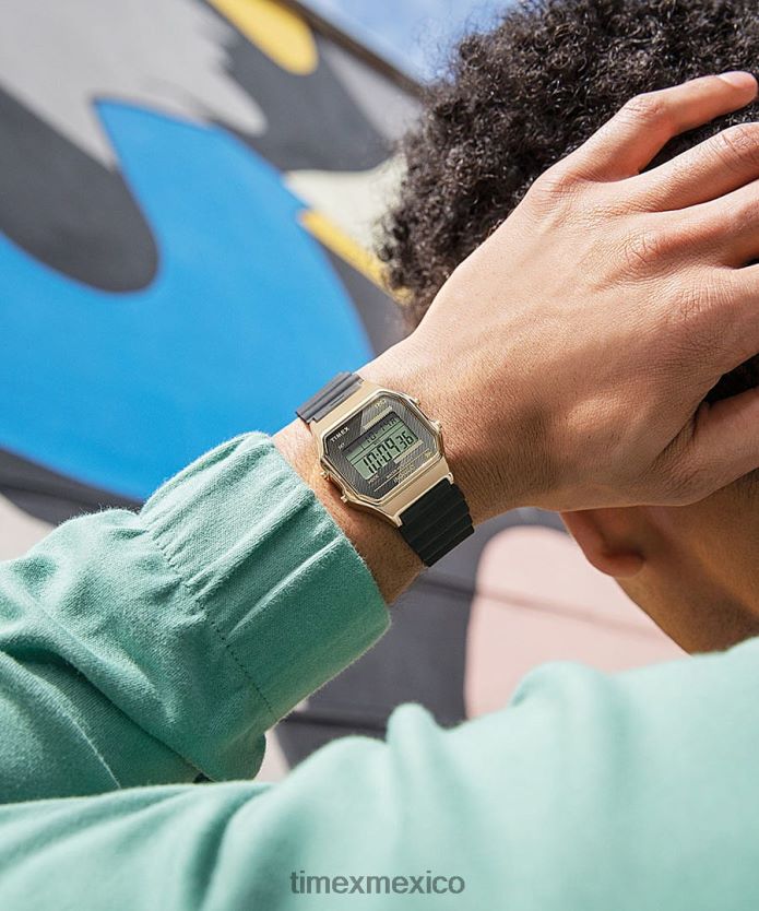 relojes | Timex reloj t80 de 34 mm con correa de resina hombres P08BBP263 tono dorado/negro