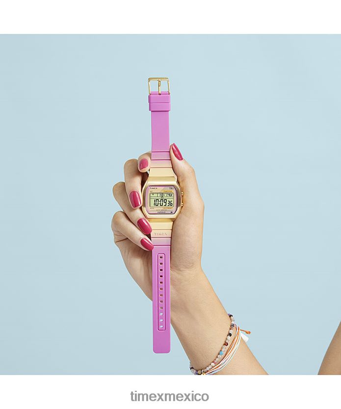 relojes | Timex reloj t80 de acero de 36 mm con correa de resina hombres P08BBP254 tono dorado/rosa