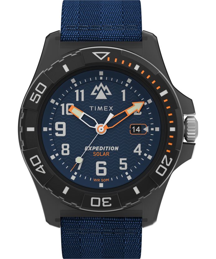 relojes | Timex Expedition North Freedive Ocean Reloj de 46 mm con correa de tela reciclada hombres P08BBP119 gris/azul