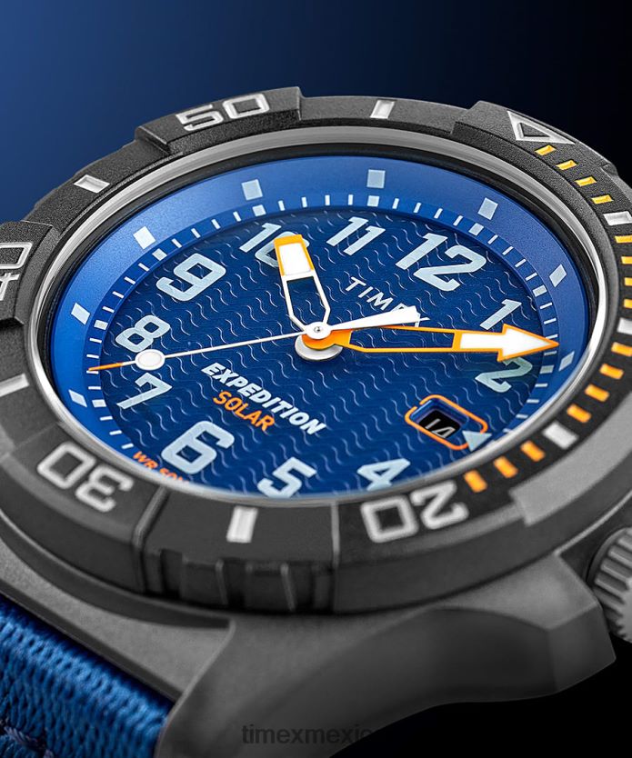 relojes | Timex Expedition North Freedive Ocean Reloj de 46 mm con correa de tela reciclada hombres P08BBP119 gris/azul