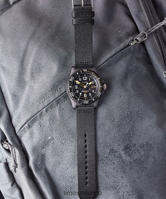relojes | Timex Expedition North Freedive Ocean Reloj de 46 mm con correa de tela reciclada hombres P08BBP121 gris negro