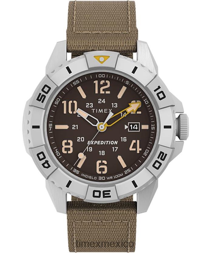 relojes | Timex Expedition North Ridge Reloj de 42 mm con correa de tela de materiales reciclados hombres P08BBP125 tono plateado/bronceado/marrón
