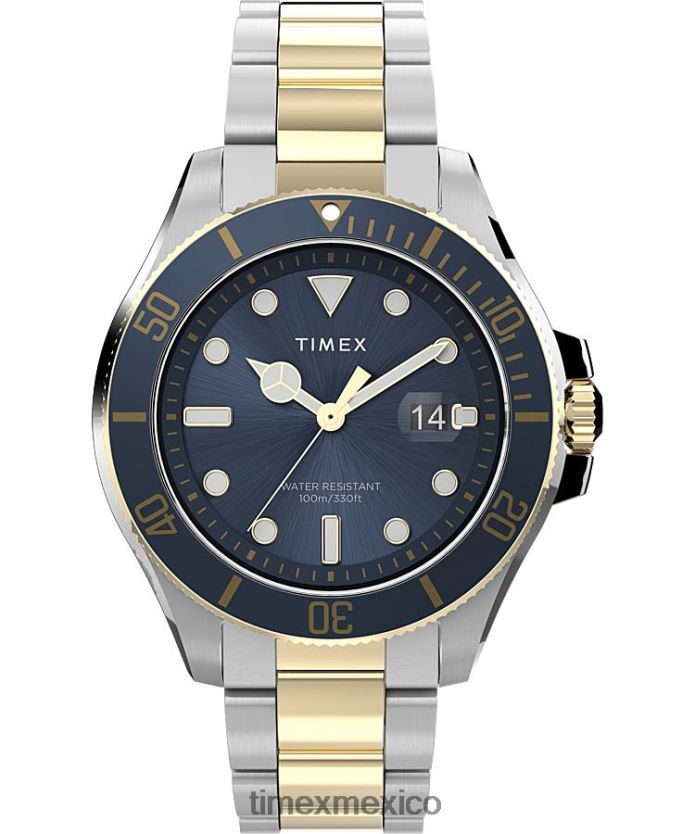 relojes | Timex Reloj Harbourside Coast de 43 mm con pulsera de acero inoxidable hombres P08BBP134 azul/bicolor