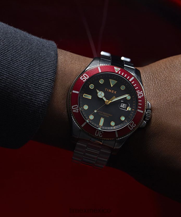 relojes | Timex Reloj Harbourside Coast de 43 mm con pulsera hombres P08BBP136 tono plateado/acero inoxidable/negro