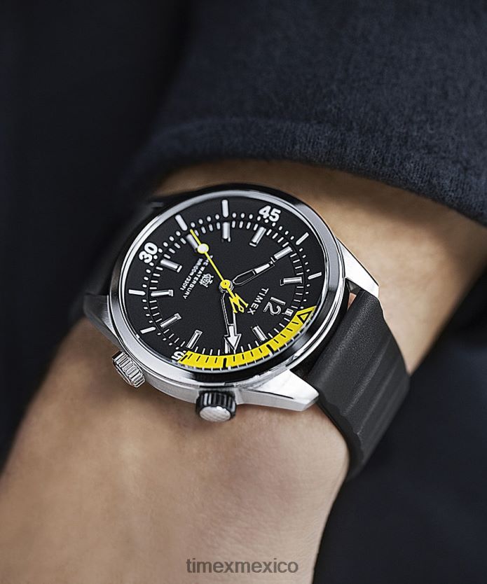 relojes | Timex reloj waterbury dive de 41 mm con correa de caucho sintético hombres P08BBP115 acero inoxidable/negro