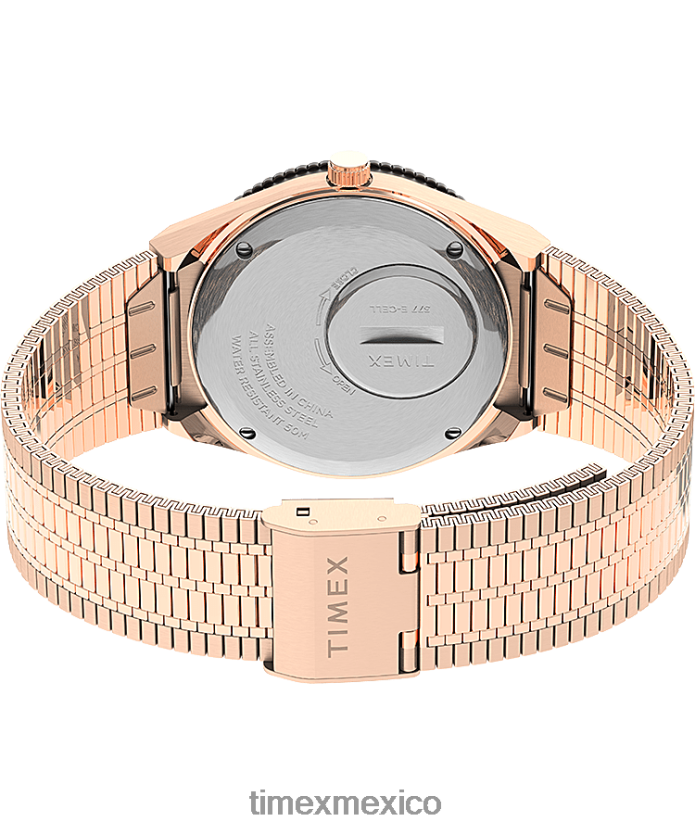 relojes | Q Timex Reloj con pulsera de acero inoxidable de 36 mm. mujer P08BBP368 tono oro rosa/crema