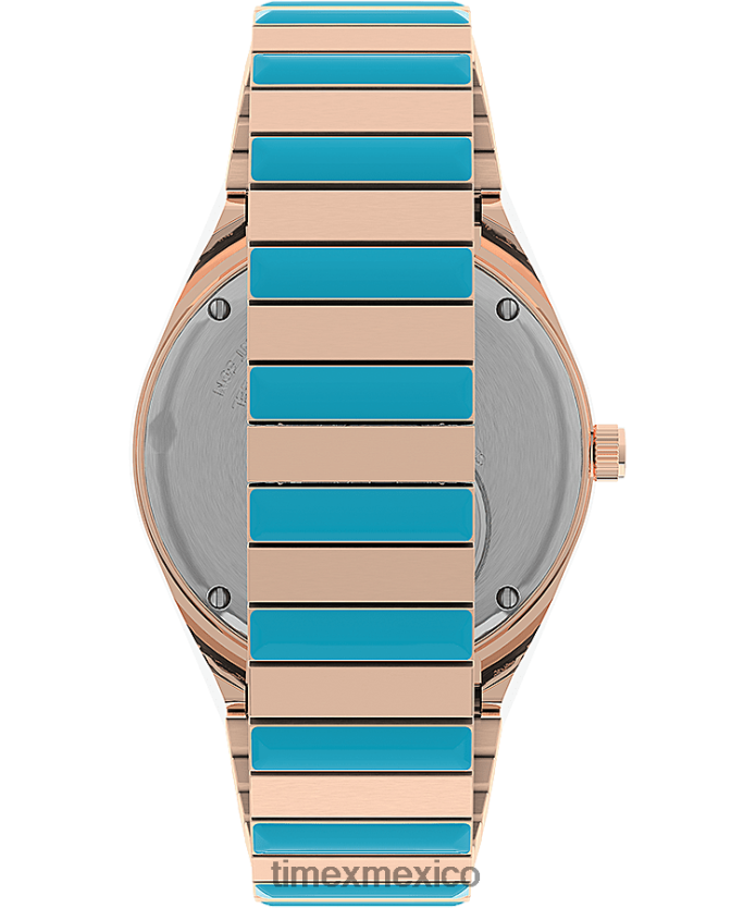 relojes | Q Timex reloj malibu de 36 mm con correa de expansión de acero inoxidable mujer P08BBP367 tono oro rosa/bicolor/rosa