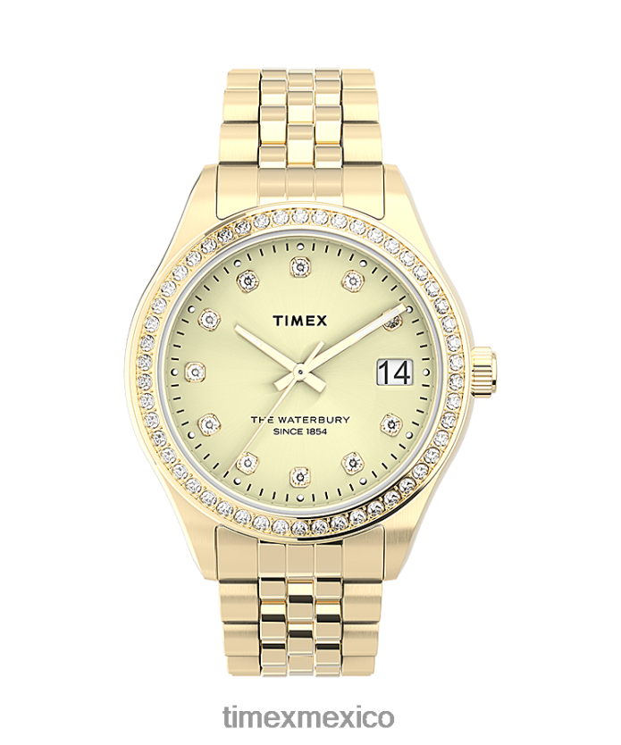 relojes | Timex Reloj Waterbury tradicional de 34 mm con pulsera de acero inoxidable. mujer P08BBP357 tono dorado