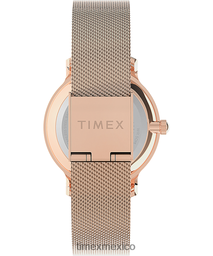 relojes | Timex trascender reloj de 31 mm con correa de malla de acero inoxidable mujer P08BBP362 tono oro rosa/rosa
