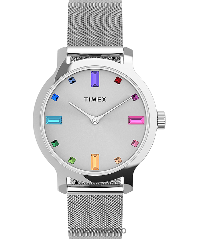 relojes | Timex trascender reloj de 31 mm con correa de malla de acero inoxidable mujer P08BBP380 tono plateado