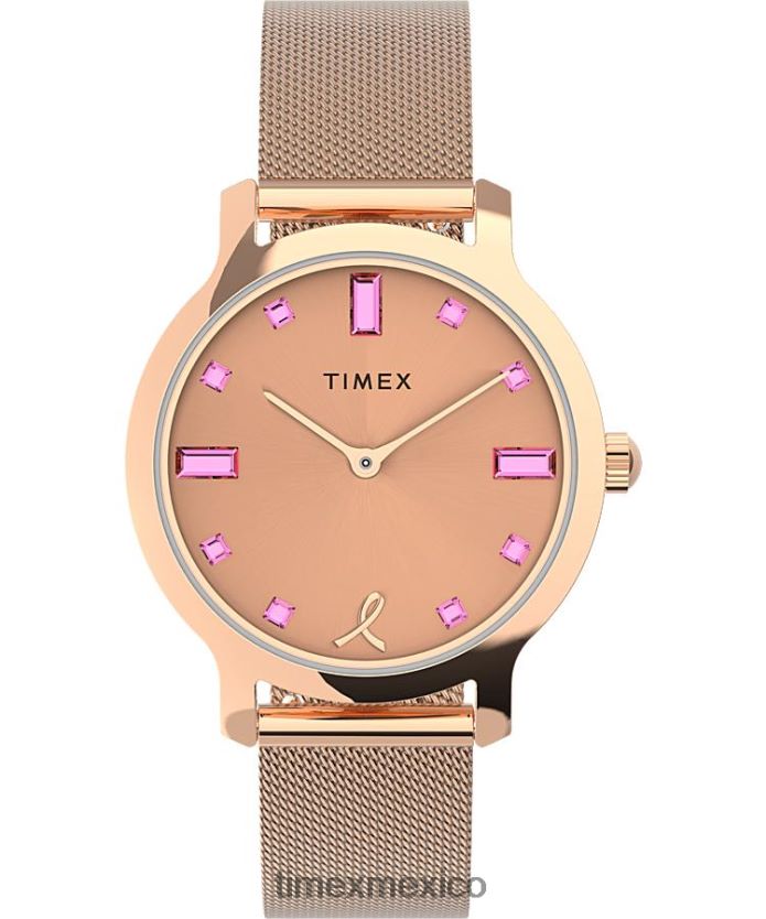 relojes | Timex trascender x bcrf reloj con pulsera de acero inoxidable de 31 mm mujer P08BBP332 tono oro rosa/rosa