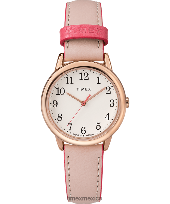 relojes | Timex Reloj Easy Reader Color Pop de 30 mm con correa de cuero mujer P08BBP390 tono oro rosa/rosa/crema